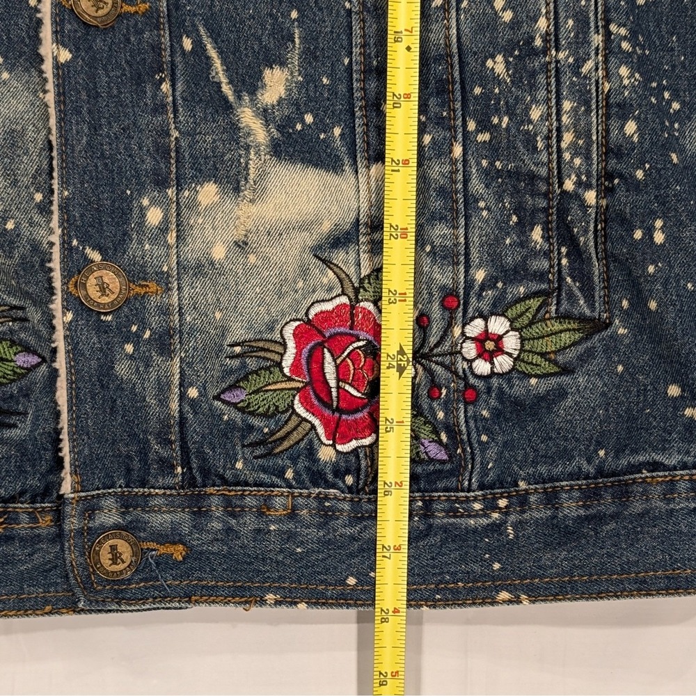 Reason Denim Sherpa Trucker Jacket L Death Before Dishonor Embroidery Distressed - Picture 6 of 14